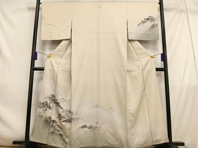 平和屋着物■訪問着　手描き　風景文　暈し染め　正絹　逸品　AABD9035oa