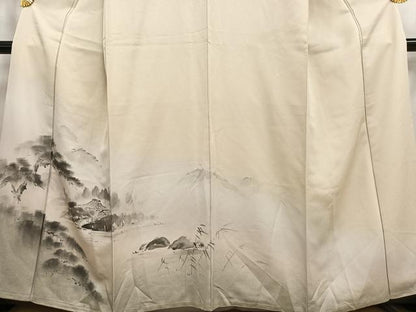 平和屋着物■訪問着　手描き　風景文　暈し染め　正絹　逸品　AABD9035oa
