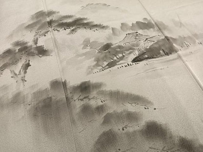 平和屋着物■訪問着　手描き　風景文　暈し染め　正絹　逸品　AABD9035oa