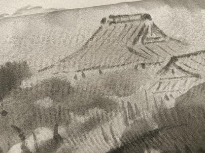 平和屋着物■訪問着　手描き　風景文　暈し染め　正絹　逸品　AABD9035oa