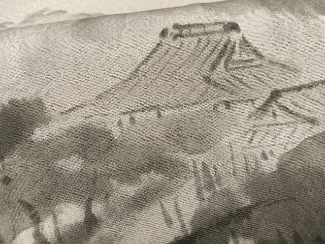 平和屋着物■訪問着　手描き　風景文　暈し染め　正絹　逸品　AABD9035oa