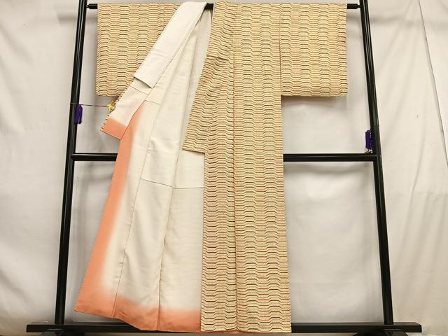 平和屋着物■上質な小紋　変わり縞　正絹　逸品　AABD9037oa
