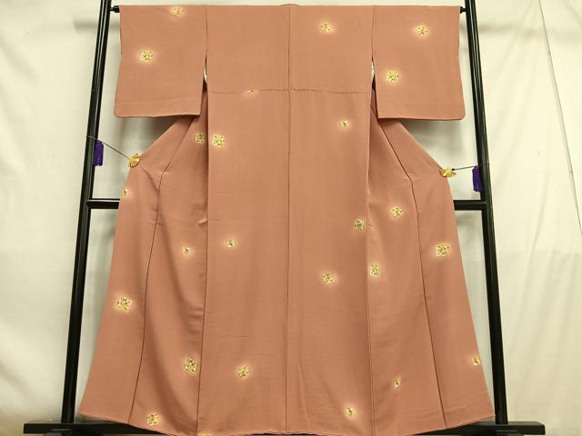 平和屋着物■上質な小紋　色紙枝花文　蛍暈し　金彩　正絹　逸品　AABD9048oa