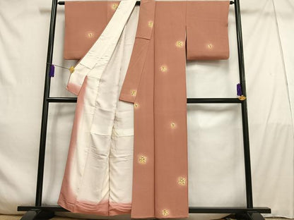 平和屋着物■上質な小紋　色紙枝花文　蛍暈し　金彩　正絹　逸品　AABD9048oa