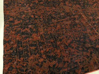 平和屋着物■上質な小紋　風景花文　鬼しぼ縮緬　正絹　逸品　AABD9049oa