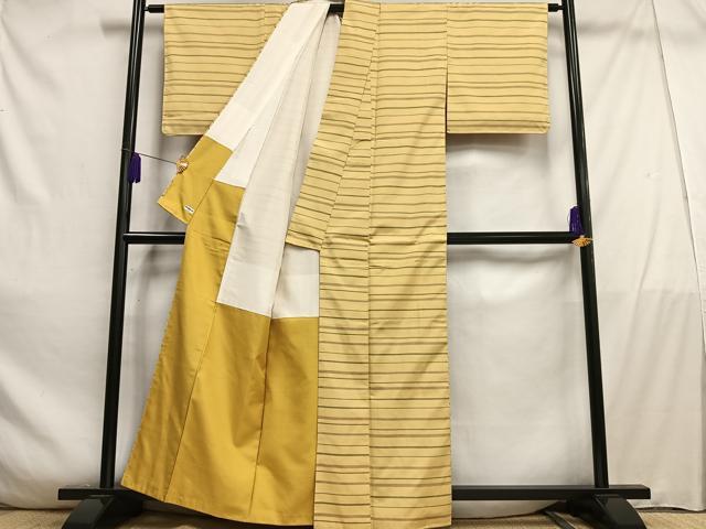 平和屋着物■上質な紬　横縞　正絹　逸品　AABD9058oa