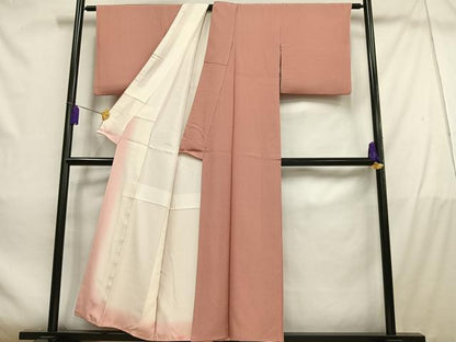 平和屋着物■江戸小紋　万筋　灰梅色×甚三紅色　正絹　逸品　AABD9074oa