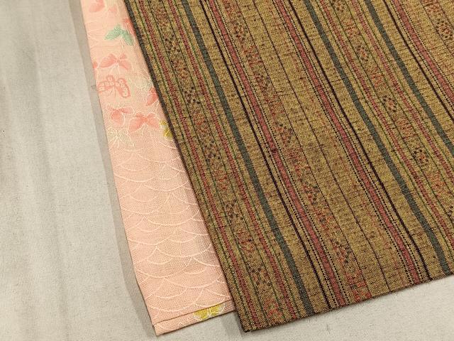 平和屋着物■上質な紬　間道　正絹　逸品　AABD9075oa