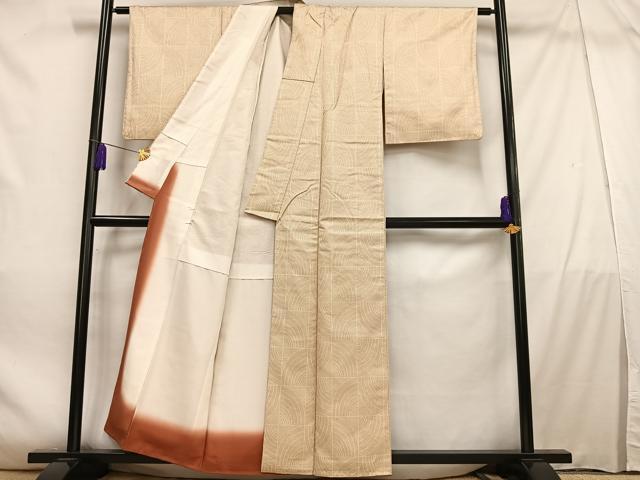 平和屋着物■上質な紬　幾何学文様　正絹　逸品　AABD9085oa