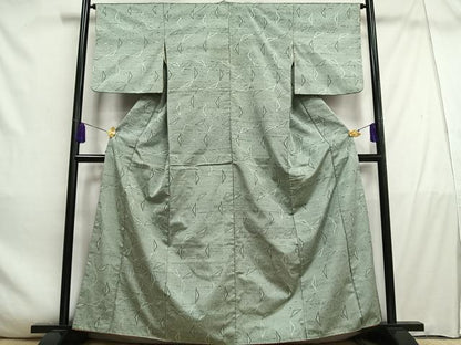 平和屋着物■上質な紬　麻の葉文様　正絹　逸品　AABD9095oa