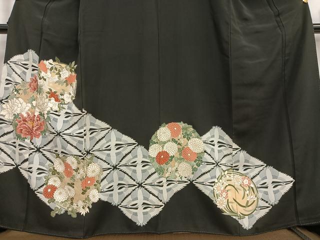 平和屋着物■豪華黒留袖 刺繍 双鳥飛鶴花文 金彩 正絹 逸品 AABD9110oa