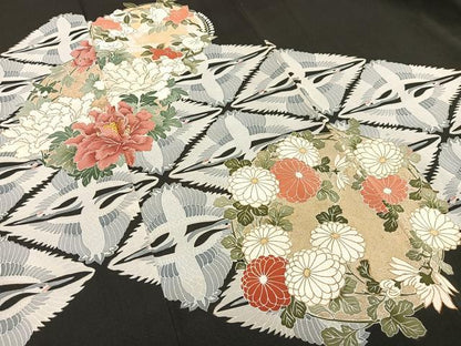 平和屋着物■豪華黒留袖 刺繍 双鳥飛鶴花文 金彩 正絹 逸品 AABD9110oa