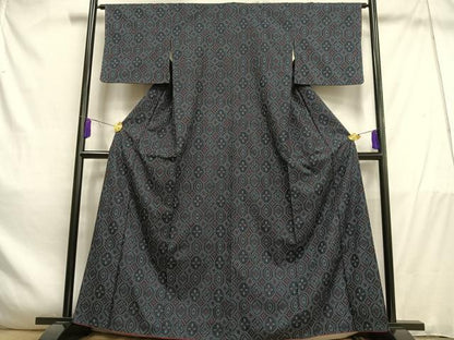 平和屋着物■上質な紬　花亀甲文　正絹　逸品　AABD9140oa