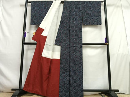平和屋着物■上質な紬　花亀甲文　正絹　逸品　AABD9140oa