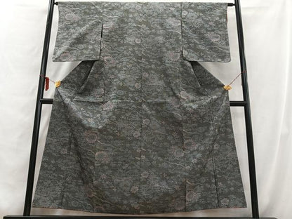 平和屋着物■上質な紬　更紗花文　正絹　逸品　AABD9209uw