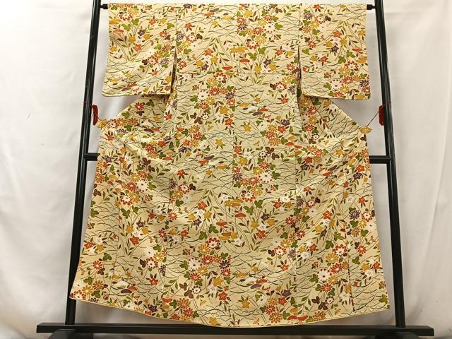 平和屋着物■上質な小紋　草花文　金彩　正絹　逸品　AABD9217uw
