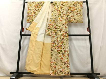 平和屋着物■上質な小紋　草花文　金彩　正絹　逸品　AABD9217uw