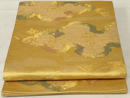 平和屋着物◎六通柄袋帯　御所解文様　金糸　正絹　逸品　AABD9290ou