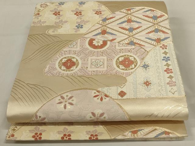 平和屋着物◎六通柄袋帯　唐織　遠山吉祥文　花兎　正絹　逸品　AABD9294ou