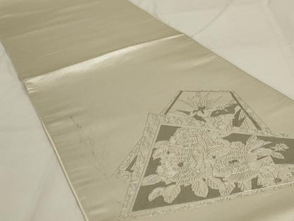 平和屋着物◎太鼓柄袋帯 草花文 銀彩 正絹 逸品 AABD9298ou