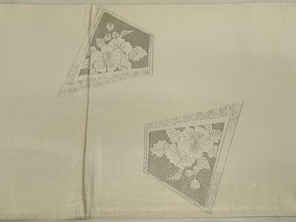 平和屋着物◎太鼓柄袋帯 草花文 銀彩 正絹 逸品 AABD9298ou