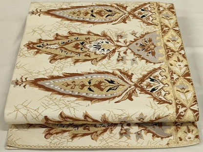 平和屋着物◎六通柄　本袋帯　更紗花文　金糸　正絹　逸品　AABD9304ou