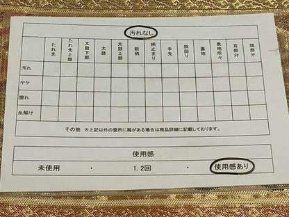 平和屋着物◎佐賀錦　六通柄袋帯　横段花丸文　金糸　正絹　逸品　AABD9307ou