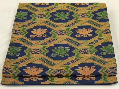 平和屋着物◎六通柄袋帯 抽象文様 正絹 逸品 AABD9309ou