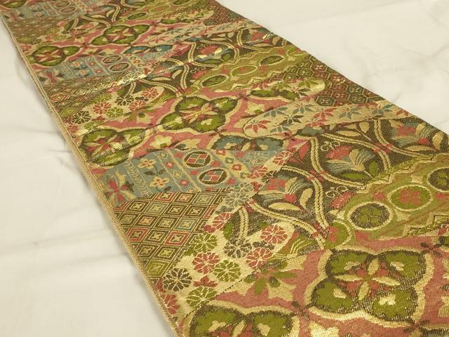 平和屋着物◎佐賀錦 六通柄袋帯 吉祥花文 金糸 正絹 逸品 AABD9318ou