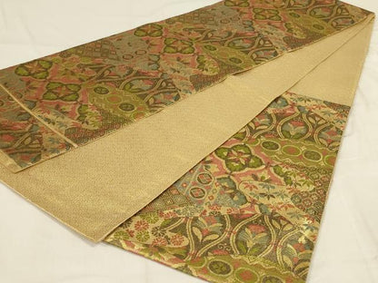 平和屋着物◎佐賀錦 六通柄袋帯 吉祥花文 金糸 正絹 逸品 AABD9318ou