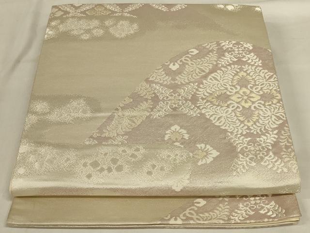 平和屋着物◎六通柄袋帯 遠山霞花文 金銀糸 正絹 逸品 AABD9319ou