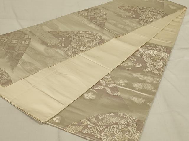 平和屋着物◎六通柄袋帯 遠山霞花文 金銀糸 正絹 逸品 AABD9319ou
