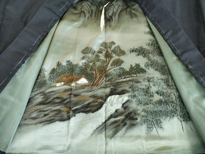 平和屋着物●男性　紬　アンサンブル　亀甲文　正絹　逸品　未使用　AABD9328ck