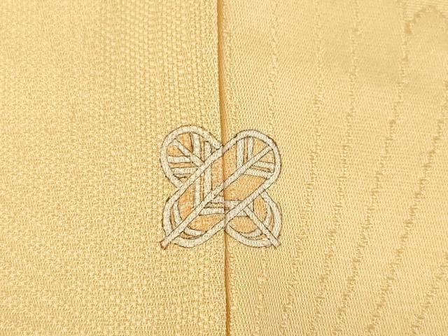 平和屋着物●上質な色無地 花尽くし地紋 萱草色 正絹 逸品 AABD9329ck