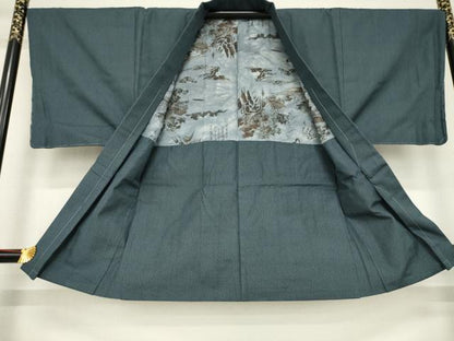 平和屋着物●男性　紬　アンサンブル　亀甲文　正絹　逸品　AABD9361ck