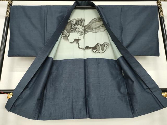 平和屋着物●男性　本場大島紬　アンサンブル　亀甲絣　正絹　逸品　AABD9362ck
