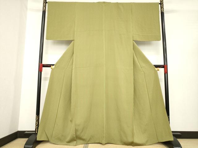 平和屋着物●上質な小紋　縞　正絹　逸品　AABD9367ck