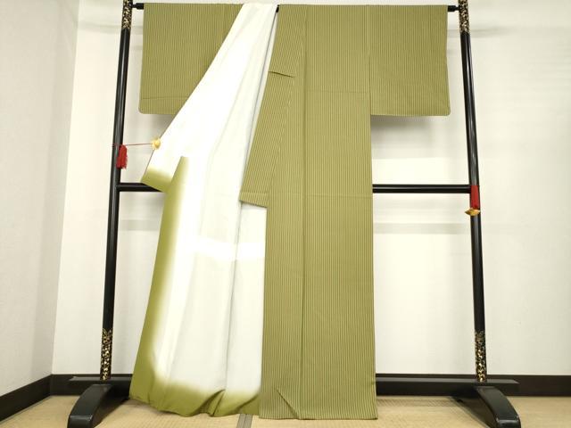 平和屋着物●上質な小紋　縞　正絹　逸品　AABD9367ck