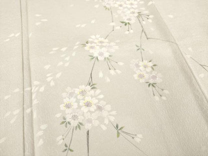 平和屋着物●染織界の匠　村松祥三　訪問着　彩?紙染　手描き　枝桜　暈し染め　正絹　逸品　AABD9369ck