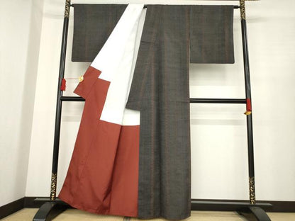平和屋着物●上質な小紋 紬地 花間道 正絹 逸品 AABD9374ck