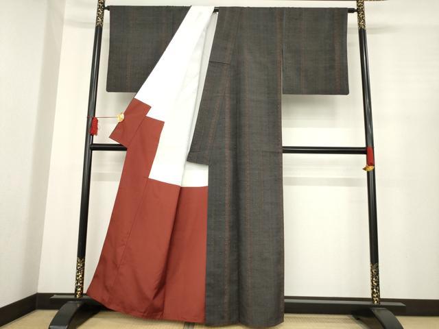 平和屋着物●上質な小紋 紬地 花間道 正絹 逸品 AABD9374ck