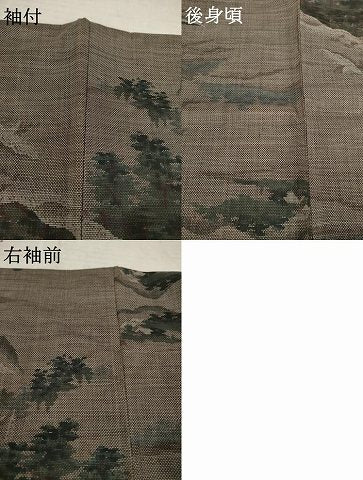 平和屋着物●本場大島紬　カタス9マルキ　風景文　正絹　逸品　AABD9383ck