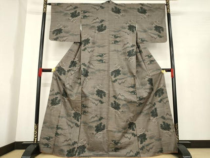 平和屋着物●本場大島紬　カタス9マルキ　風景文　正絹　逸品　AABD9383ck