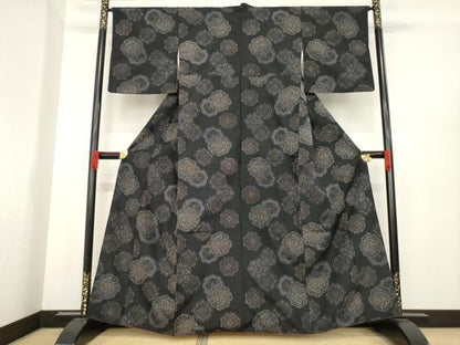 平和屋着物●上質な紬　花鳥文　正絹　逸品　AABD9385ck