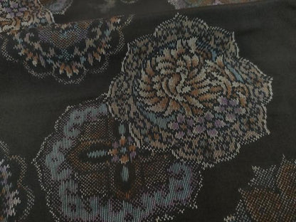 平和屋着物●上質な紬　花鳥文　正絹　逸品　AABD9385ck