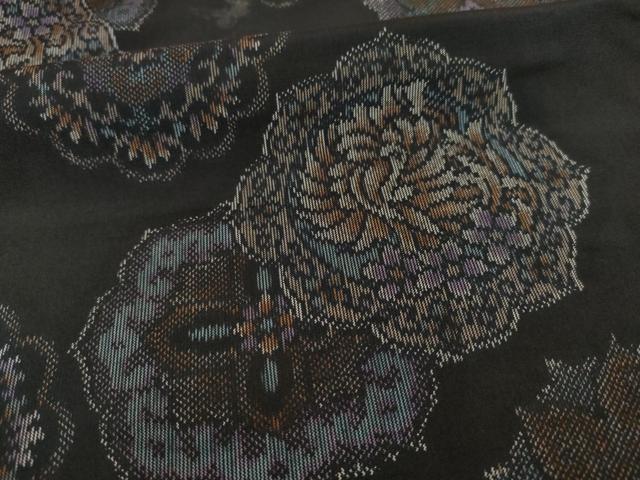 平和屋着物●上質な紬　花鳥文　正絹　逸品　AABD9385ck