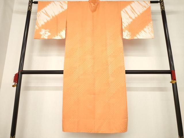 平和屋着物●長襦袢 無双仕立て 絞り 斜縞花地紋 正絹 逸品 AABD9386ck