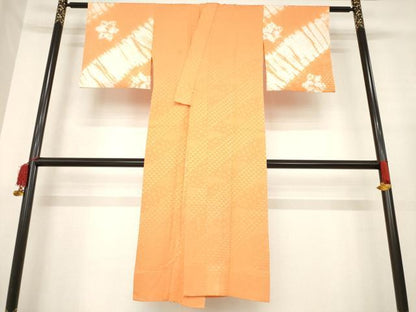 平和屋着物●長襦袢 無双仕立て 絞り 斜縞花地紋 正絹 逸品 AABD9386ck
