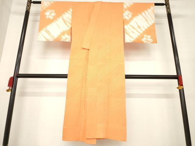 平和屋着物●長襦袢 無双仕立て 絞り 斜縞花地紋 正絹 逸品 AABD9386ck