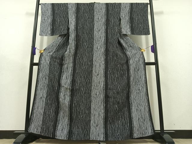 平和屋着物▽上質な小紋　単衣　杢目文様　黒地　正絹　逸品　未使用　AABD9401jh 平和屋着物▽上質な小紋 単衣 杢目文様 黒地 正絹 逸品 未